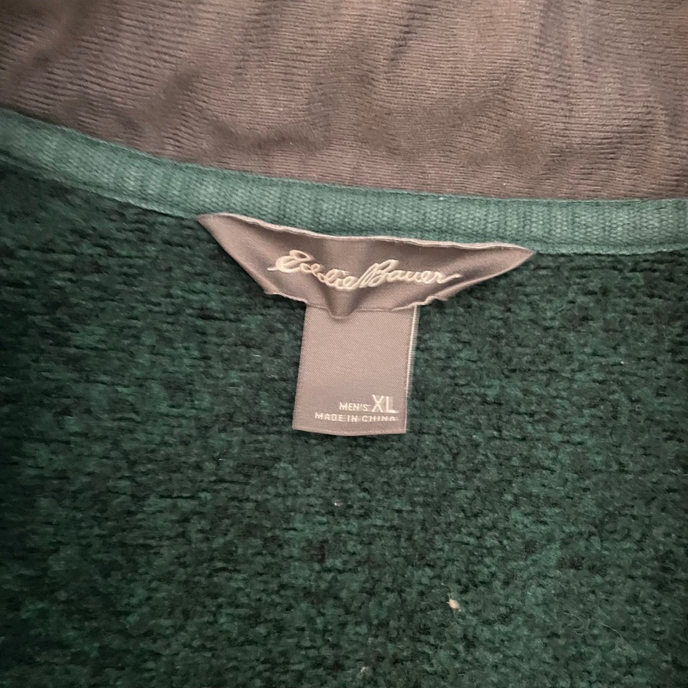 Eddie Bauer Men's Green Quarter Zip Fleece Pullover Sweater‎ XL - Picture 3 of 8